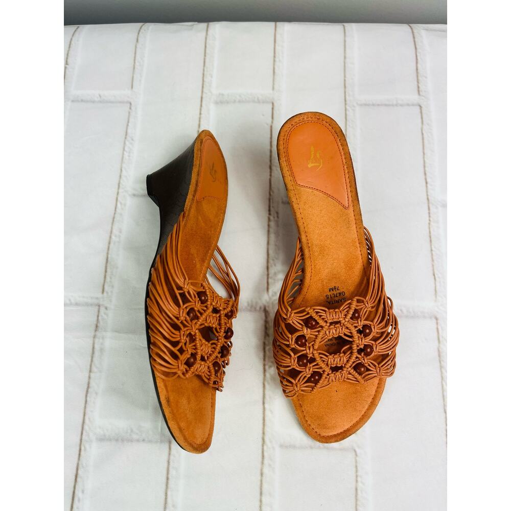 NEW Lifestride Sarita orange strappy wedge heel sandals size 7.5M